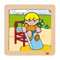 Lot 4 puzzles de 6 pièces en bois sur plateau plastique - Image 2