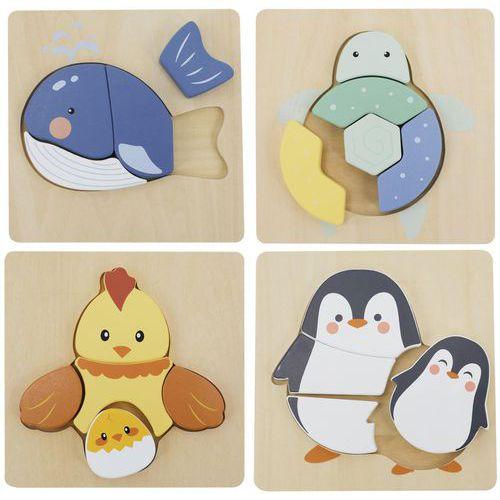 Lot 4 puzzles bois animaux thumbnail image 1
