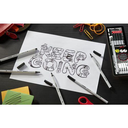 Illustration de : Etui 5 feutres pointes créatives - Stabilo