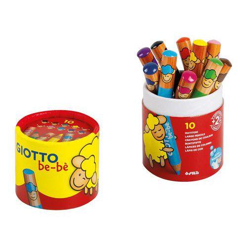 Illustration de : Pot 10 crayons couleurs gros module mine géante Ø 7 mm bébé - Giotto