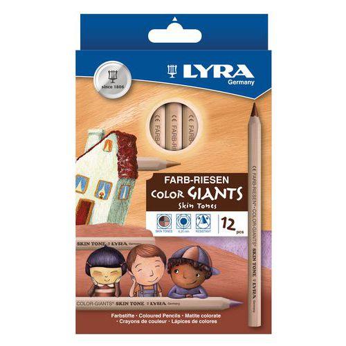 Illustration de : Etui 12 crayons géants couleurs couleurs de peau - Lyra