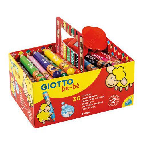 Illustration de : Schoolpack 36 crayons bébé mine géante 7 mm - Giotto