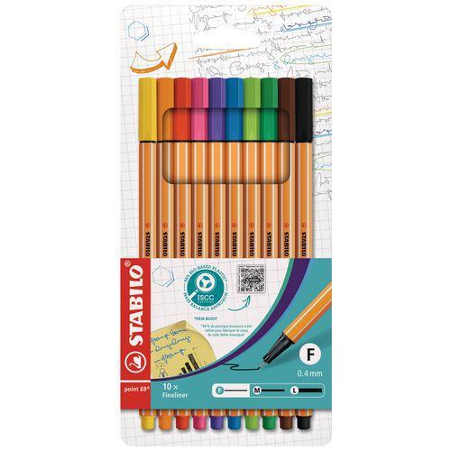 Etui de 10 stylos-feutres STABILO point 88 coloris standard thumbnail image 1