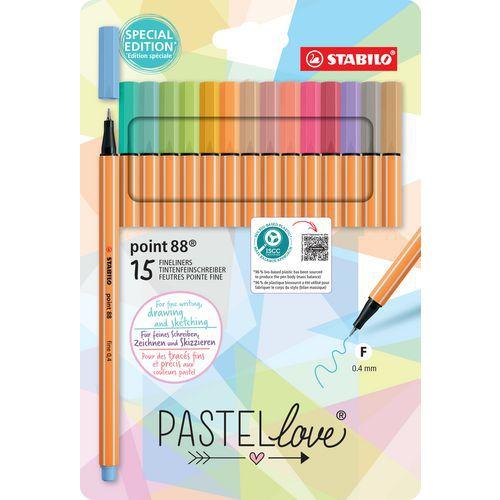 Etui carton 15 stylos-feutres STABILO point 88 coul. pastel thumbnail image 1