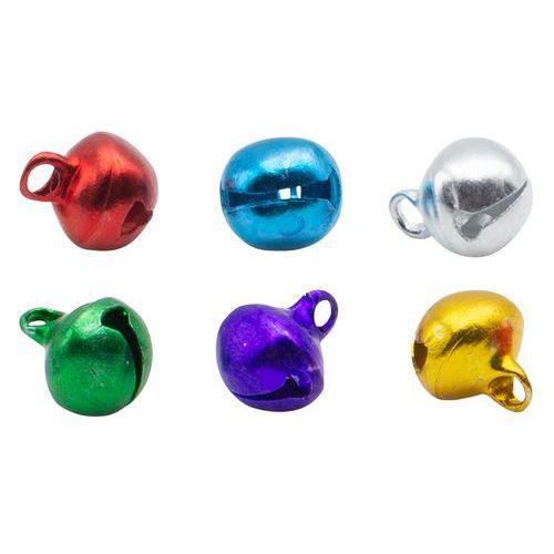 Illustration de : 100 grelots Ø 10 mm - 6 couleurs assorties - O'color