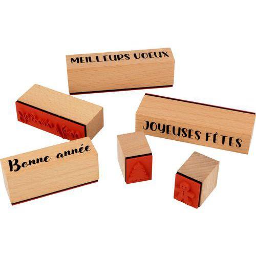 Illustration de : Lot 6 tampons bois Fêtes - Artemio