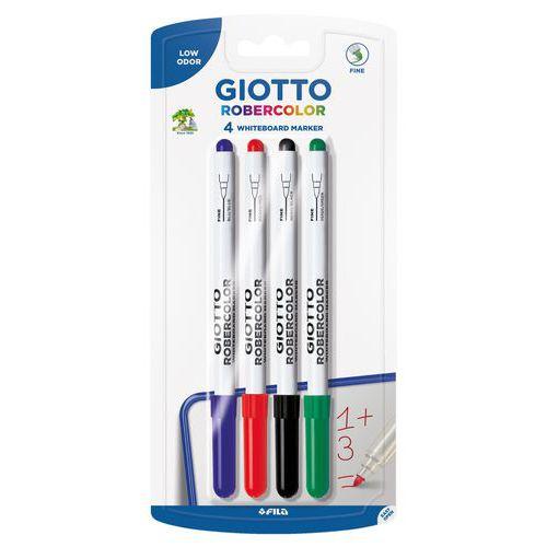 Illustration de : Pochette 4 feutres robercolor pointe fine - Giotto