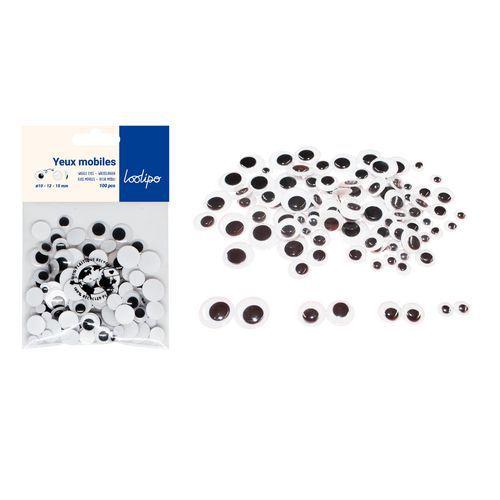 Sachet de 100 yeux mobiles adhésifs noirs,Ø 7, 10, 12, 15 mm thumbnail image 1