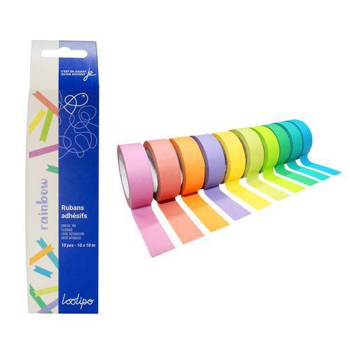 Lot 10 rubans adhésifs 15 mm x 10 m couleurs pastel thumbnail image 1