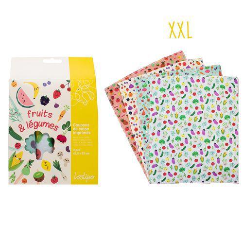 Illustration de : Coupon tissu 45,5 x 55 cm imprimés fruits & légumes
