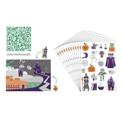 Illustration de : Etui de 12 planches gommettes Halloween - Loolipo