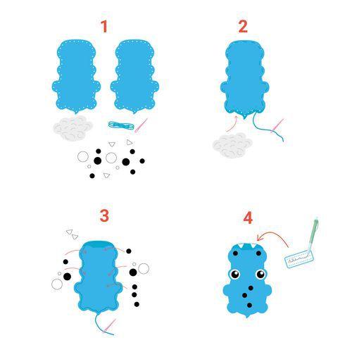 Illustration de : Mange soucis à coudre en feutrine croc'animals