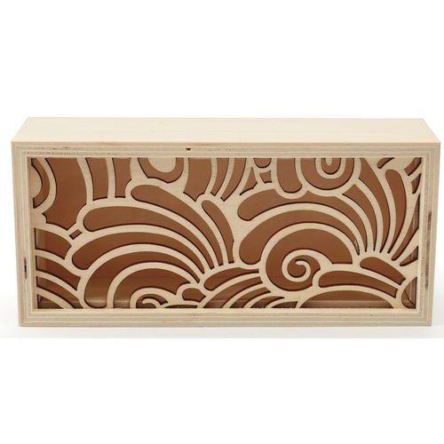 Illustration de : Boîte en bois ajouré à décorer ''Vagues'' 180x85x50mm- Graine créative