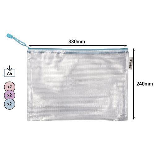 Illustration de : Lot de 6 pochettes zippées A4 coloris pastel - Djois