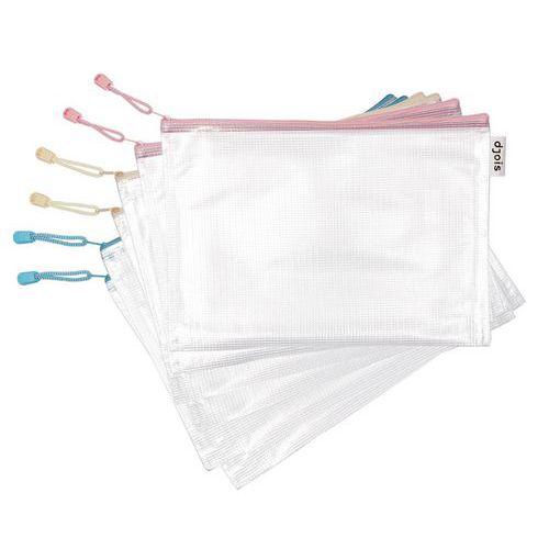 Lot de 6 pochettes zippées A4, coloris pastel assortis thumbnail image 1