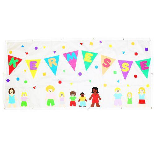 Illustration de : Bannière à customiser - Polyester - 130 x 62 cm - blanc