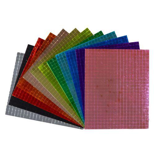 Illustration de : Maxi pack gommettes miroir mosaïque 0,5 x 0,5 cm 12 coloris - Loolipo