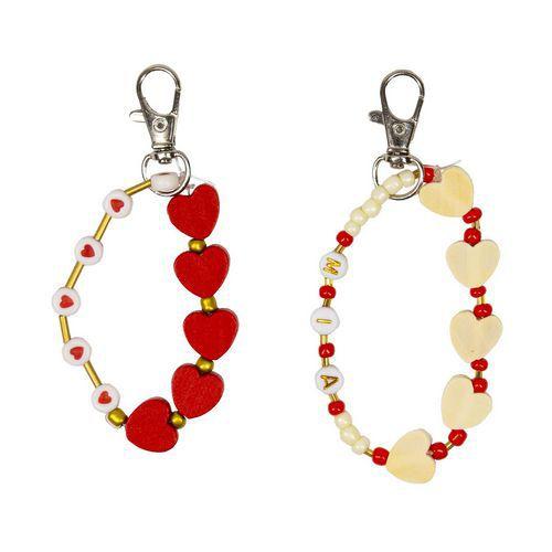 Illustration de : Assortiment 400 perles bois cœur - Loolipo