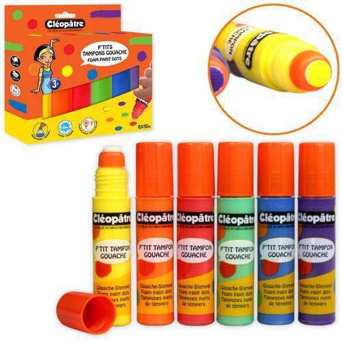 Illustration de : Lot de 6 applicateurs de gouache 50 ml couleurs assorties - Cléopâtre