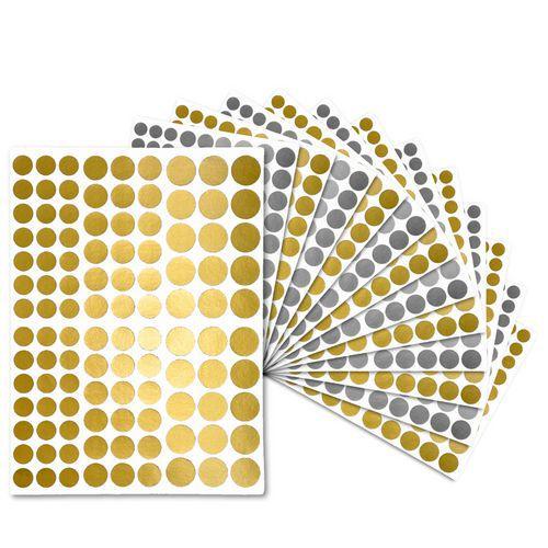 Illustration de : Lot 4320 gommettes rondes métallisées - Pichon