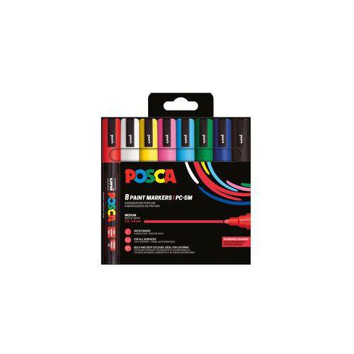 Boîte 8 marqueurs Posca assortis, pointe conique moyenne 2.5 mm thumbnail image 1