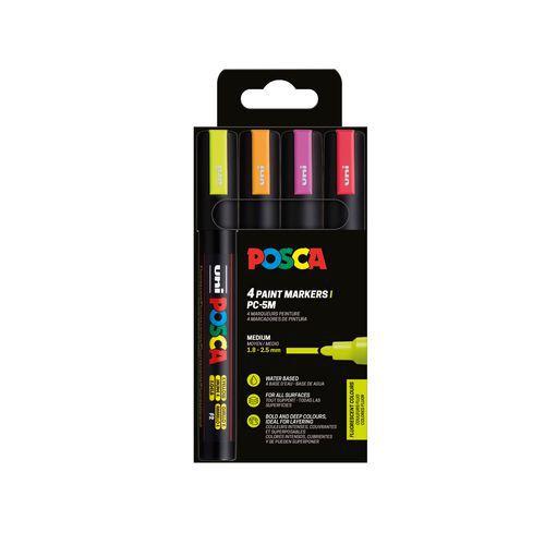 Boîte 4 marqueurs Posca fluo pointe moyenne thumbnail image 1