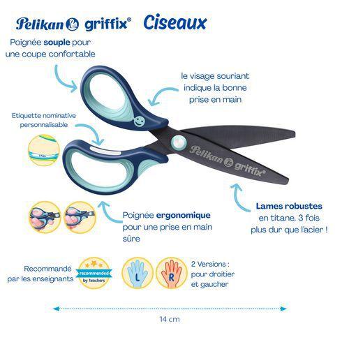 Illustration de : Ciseaux 14 cm Griffix lame titane - Pelikan