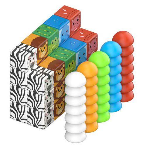 Illustration de : Lot 70 pièces magnétiques safari Magicube - Geomag