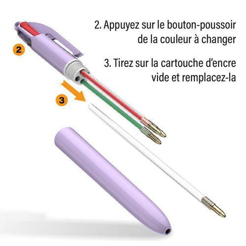 Illustration de : Stylo bille 4 couleurs pointe moyenne pastel - Bic