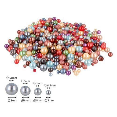 Illustration de : Boite de 300g de perles de verre nacrées 4 dia 3, 5, 6, 8 mm- Innspiro