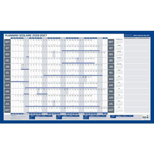 Illustration de : Calendrier planning scolaire effaçable à sec 60 x 99cm 26-27 - Bouchut