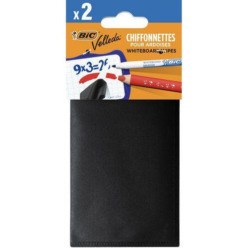 Illustration de : Lot de 2 chiffonnettes pour ardoise 14,5 x 14,5 cm - Bic