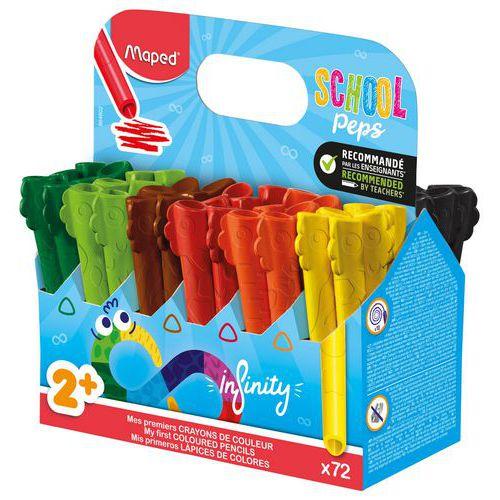 Illustration de : Schoolpack 72 crayons couleurs Infinity Jumbo - Maped