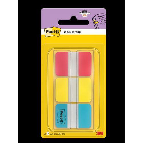 Illustration de : Marque-pages rigides, rouge, jaune, bleu, 3  x 22 unités - Post-it