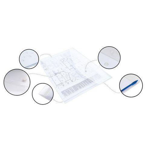 Illustration de : Pochette enveloppe à pression A3 incolore - Rapesco