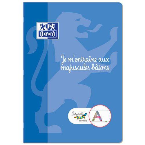 Illustration de : Cahier entrainement majuscule bâton agrafé a4 48 pages ms-gs - Oxford