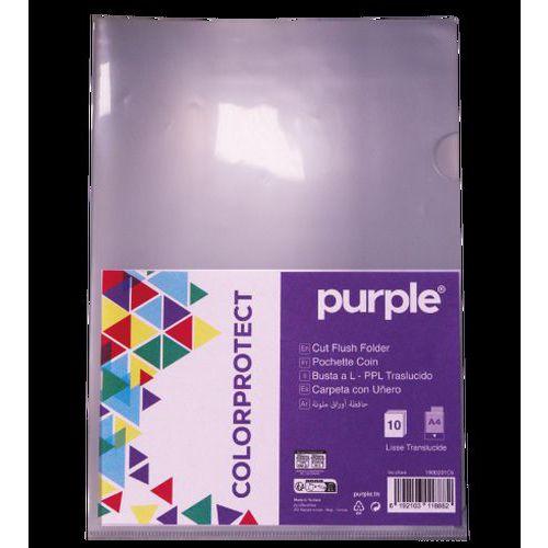 Illustration de : Pochette coin polypropylène incolore 22x31 cm - Purple