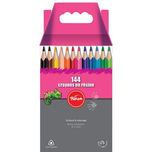 Illustration de : Schoolpack 144 crayons de couleurs triangulaires mine 3,2 mm - Pichon