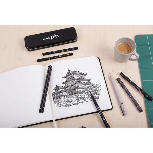 Illustration de : Lot 5 feutres noirs techniques pointes calibrées Manga Shôjo - Uniball