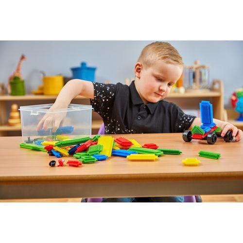 Illustration de : Blocs de construction à picots - 216 pièces avec bac - Hope Education