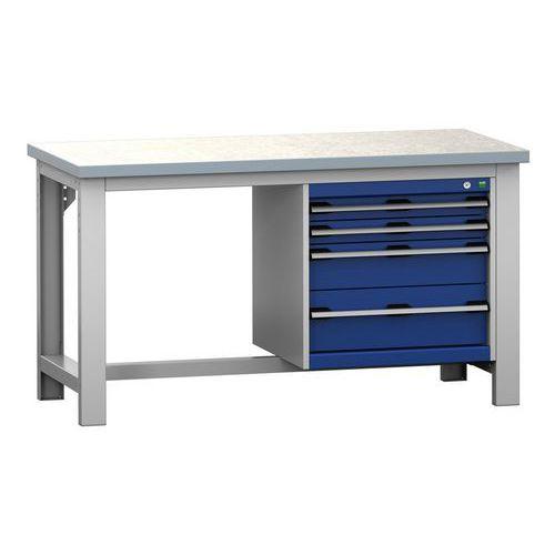 Illustration de : Établi Cubio à 4 tiroirs - Largeur 150 cm - Linoléum