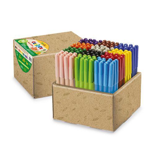 Illustration de : Schoolpack de 144 feutres pointe moyenne couleurs assorties - Carioca