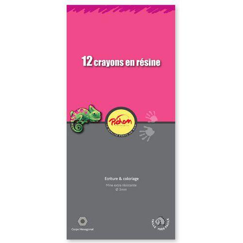 Illustration de : Etui de 12 crayons couleurs 18 cm résine - Pichon