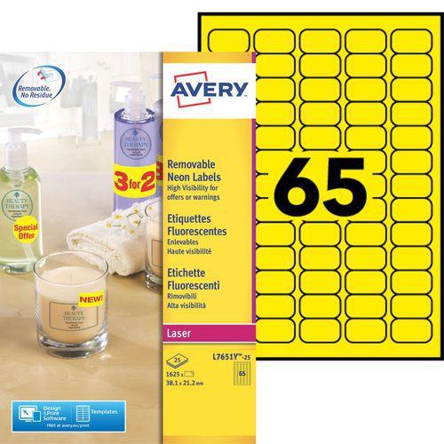 Illustration de : Étiquette fluorescente repositionnable Avery - Impression laser