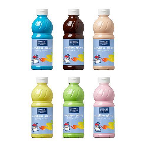 Illustration de : Assortiment 6 flacons 500 ml couleurs vitaminées - Lefranc Bourgeois
