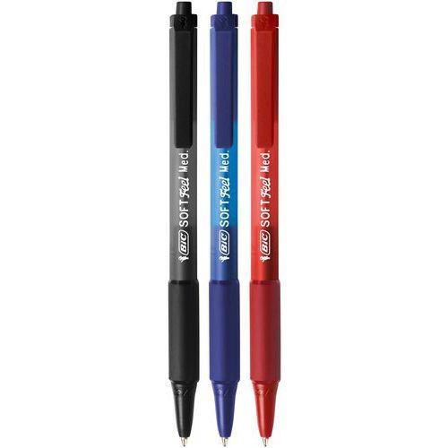 Illustration de : Stylo bille pointe moyenne rétractable “Soft Feel” - Bic