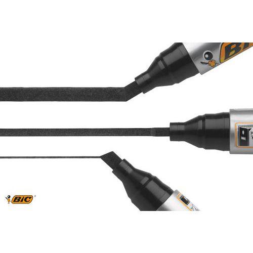 Illustration de : Pochette 4 marqueurs permanents pointe ogive assortis - Bic