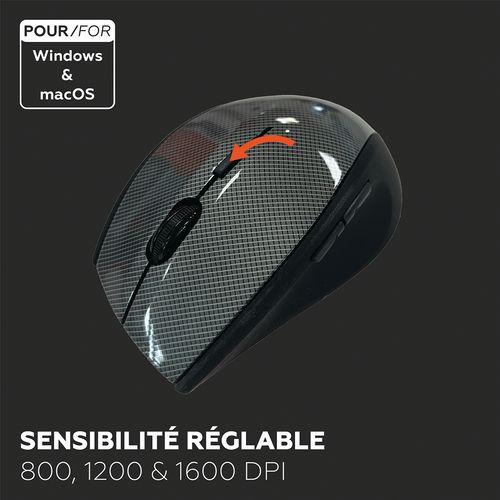 Illustration de : Souris sans fil carbone avec socle de recharge -Mobility Lab