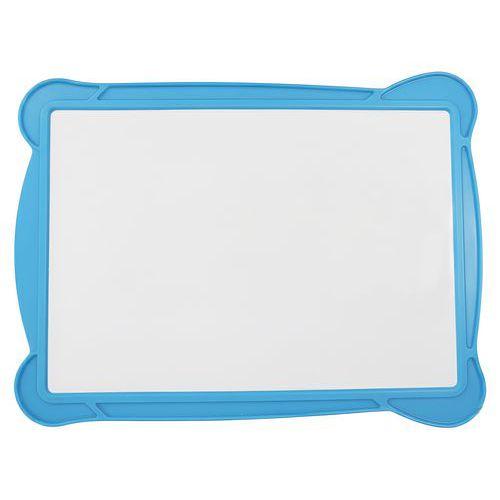 Illustration de : Ardoise 17 x 24,5 cm avec bordure de protection bleu pastel - Pichon