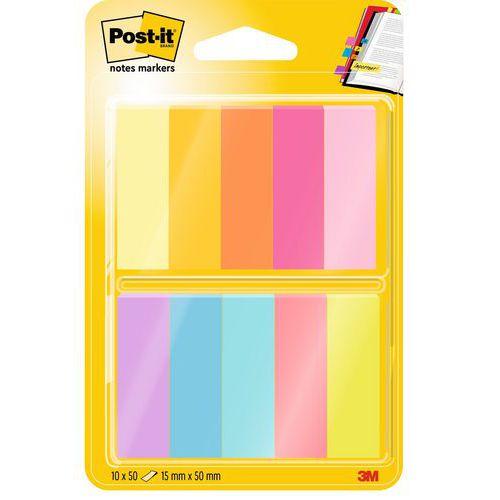 Lot 10 blocs 50 feuilles marque pages 15x50 mm couleurs assorties thumbnail image 1